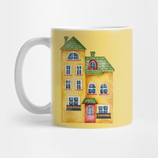 YELLOW VILLAGE HOUSE WATERCOLOR Mug